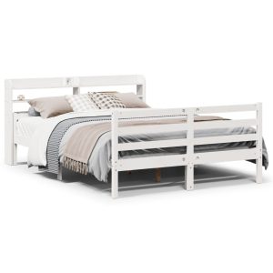 Łóżko Białe Rama Łóżka Ze Stelażem Do Sypialni Pokoju 140×200 cm 827582 Łóżko Białe Rama Łóżka Ze Stelażem Do Sypialni Pokoju 140×200 cm 827582