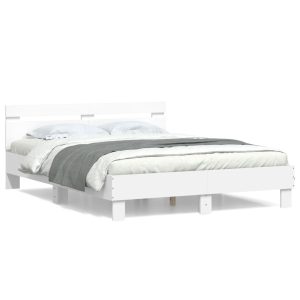 Łóżko Białe Rama Łóżka Ze Stelażem Do Sypialni Pokoju 140×200 cm 827966 Łóżko Białe Rama Łóżka Ze Stelażem Do Sypialni Pokoju 140×200 cm 827966