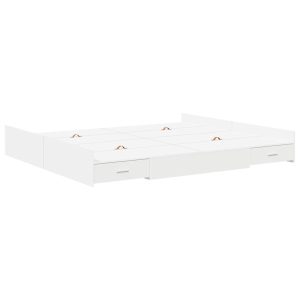 Łóżko Białe Rama Łóżka Ze Stelażem Do Sypialni Pokoju 180 x 200 cm 827004 Łóżko Białe Rama Łóżka Ze Stelażem Do Sypialni Pokoju 180 x 200 cm 827004