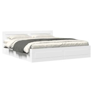 Łóżko Białe Rama Łóżka Ze Stelażem Do Sypialni Pokoju 180×200 cm 827604 Łóżko Białe Rama Łóżka Ze Stelażem Do Sypialni Pokoju 180×200 cm 827604
