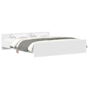 Łóżko Białe Rama Łóżka Ze Stelażem Do Sypialni Pokoju 180×200 cm 827825 Łóżko Białe Rama Łóżka Ze Stelażem Do Sypialni Pokoju 180×200 cm 827825