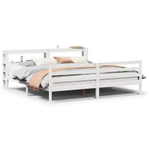 Łóżko Białe Rama Łóżka Ze Stelażem Do Sypialni Pokoju 200×200 cm 828351