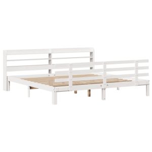 Łóżko Białe Rama Łóżka Ze Stelażem Do Sypialni Pokoju 200×200 cm 828510