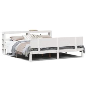 Łóżko Białe Rama Łóżka Ze Stelażem Do Sypialni Pokoju 200×200 cm 827801