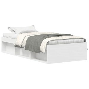 Łóżko Białe Rama Łóżka Ze Stelażem Do Sypialni Pokoju 75×190 cm 824968 Łóżko Białe Rama Łóżka Ze Stelażem Do Sypialni Pokoju 75×190 cm 824968