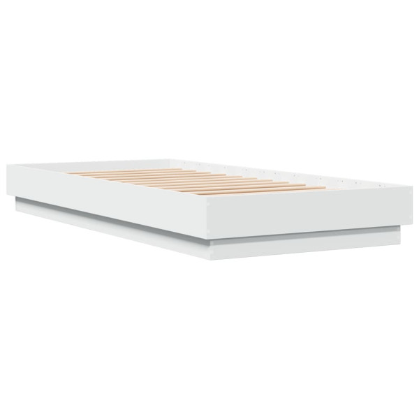 Łóżko Białe Rama Łóżka Ze Stelażem Do Sypialni Pokoju LED 100x200 cm 828428