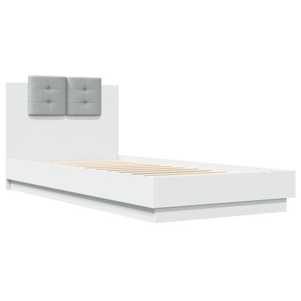 Łóżko Białe Rama Łóżka Ze Stelażem Do Sypialni Pokoju LED 100x200 cm 827768