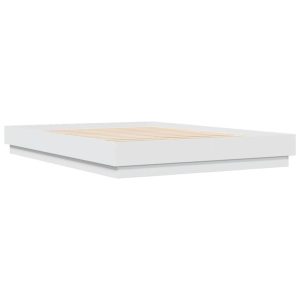 Łóżko Białe Rama Łóżka Ze Stelażem Do Sypialni Pokoju LED 160×200 cm 827934 Łóżko Białe Rama Łóżka Ze Stelażem Do Sypialni Pokoju LED 160×200 cm 827934