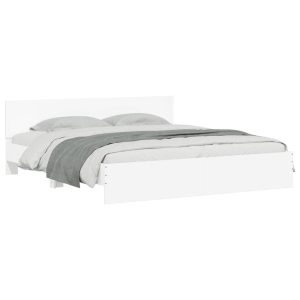 Łóżko Białe Rama Łóżka Ze Stelażem Do Sypialni Pokoju LED 180×200 cm 827912 Łóżko Białe Rama Łóżka Ze Stelażem Do Sypialni Pokoju LED 180×200 cm 827912