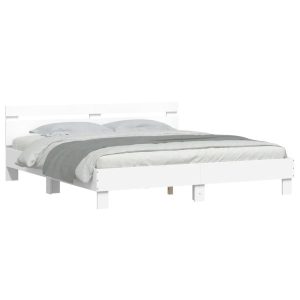 Łóżko Białe Rama Łóżka Ze Stelażem Do Sypialni Pokoju LED 180×200 cm 828075 Łóżko Białe Rama Łóżka Ze Stelażem Do Sypialni Pokoju LED 180×200 cm 828075