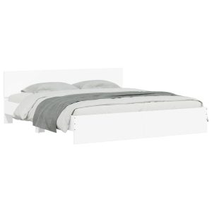 Łóżko Białe Rama Łóżka Ze Stelażem Do Sypialni Pokoju LED 200×200 cm 828505 Łóżko Białe Rama Łóżka Ze Stelażem Do Sypialni Pokoju LED 200×200 cm 828505