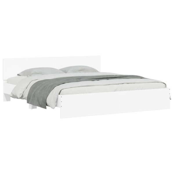Łóżko Białe Rama Łóżka Ze Stelażem Do Sypialni Pokoju LED 200x200 cm 828505