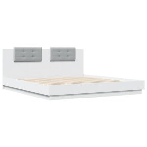 Łóżko Białe Rama Łóżka Ze Stelażem Do Sypialni Pokoju LED 200×200 cm 828506 Łóżko Białe Rama Łóżka Ze Stelażem Do Sypialni Pokoju LED 200×200 cm 828506