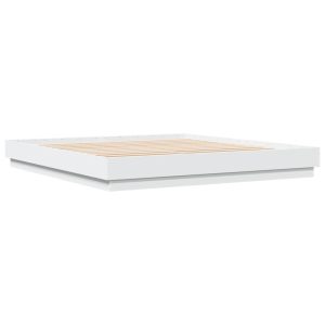 Łóżko Białe Rama Łóżka Ze Stelażem Do Sypialni Pokoju LED 200×200 cm 827847 Łóżko Białe Rama Łóżka Ze Stelażem Do Sypialni Pokoju LED 200×200 cm 827847