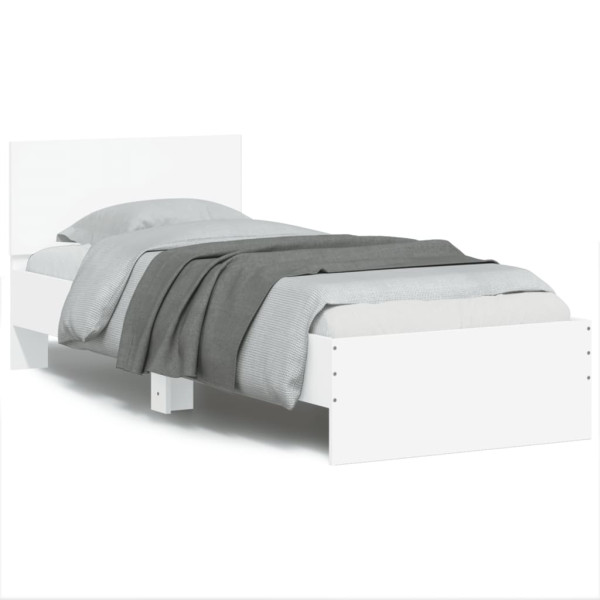 Łóżko Białe Rama Łóżka Ze Stelażem Do Sypialni Pokoju LED 75x190 cm 827474
