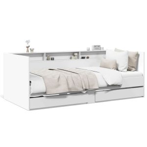 Łóżko Białe z Szufladami Rama Łóżka Ze Stelażem Pokój Sypialnia 75×190 cm 830915 Łóżko Białe z Szufladami Rama Łóżka Ze Stelażem Pokój Sypialnia 75×190 cm 830915