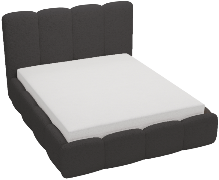 Łóżko boucle 140x200 Merkad z pojemnikiem i stelażem - Czarny 1054876