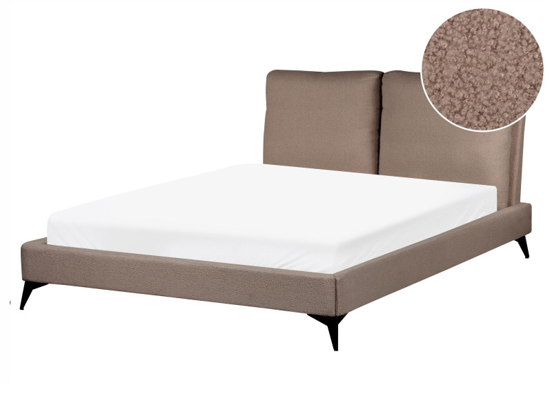 Łóżko boucle 140x200 rama ze stelażem brązowe 748314