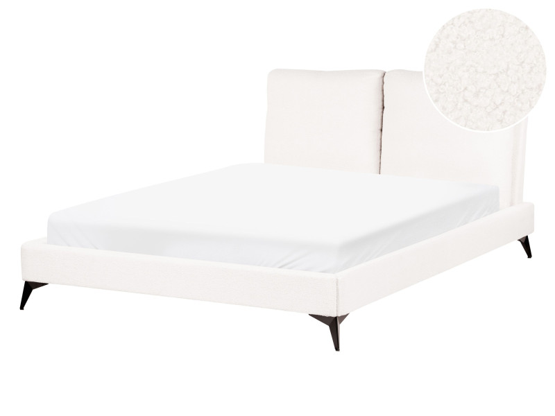Łóżko boucle 140x200 rama ze stelażem złamana biel 598727
