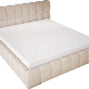 Łóżko boucle 160×200 Avilla do sypialni, stelaż, pojemnik – Beżowy 1053427