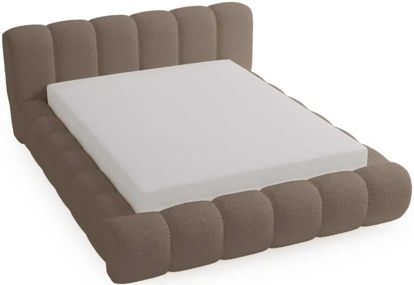 Łóżko boucle 160x200 Cloud stelaż metalowy, łóżko chmurka - Brązowy 1053457