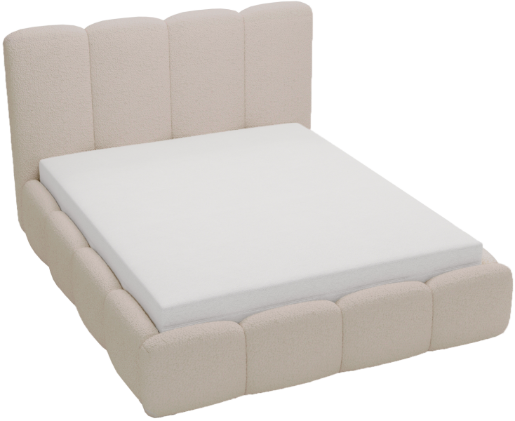 Łóżko boucle 160x200 Merkad, pojemnik, stelaż metalowy - Jasny brąz 1053924