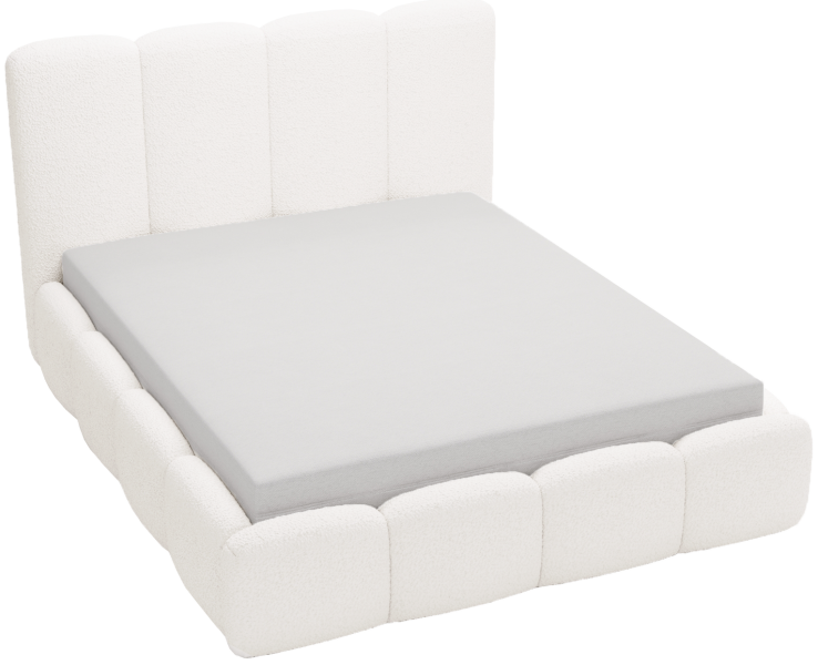 Łóżko boucle 160x200 Merkad z pojemnikiem i stelażem - Kremowy 1055027