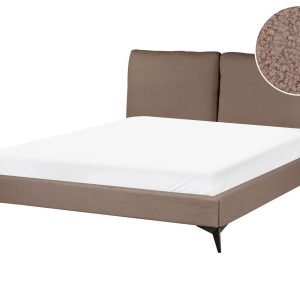 Łóżko boucle 160×200 rama ze stelażem brązowe 598728 Łóżko boucle 160×200 rama ze stelażem brązowe 598728