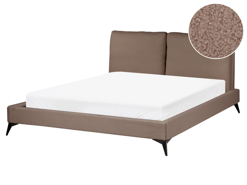 Łóżko boucle 160x200 rama ze stelażem brązowe 598728