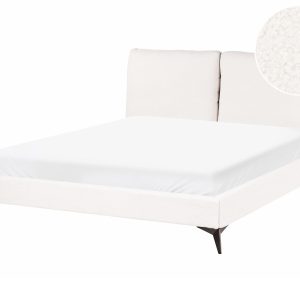Łóżko boucle 160×200 rama ze stelażem złamana biel 598718 Łóżko boucle 160×200 rama ze stelażem złamana biel 598718