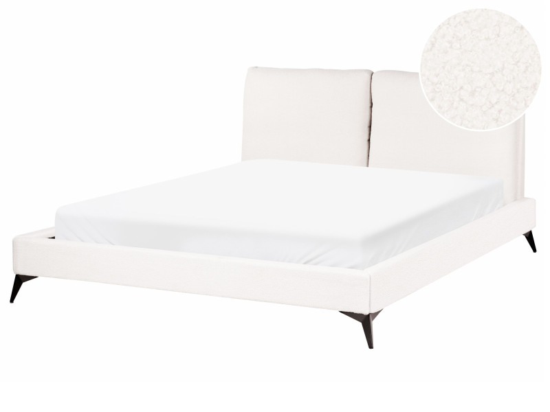 Łóżko boucle 160x200 rama ze stelażem złamana biel 598718