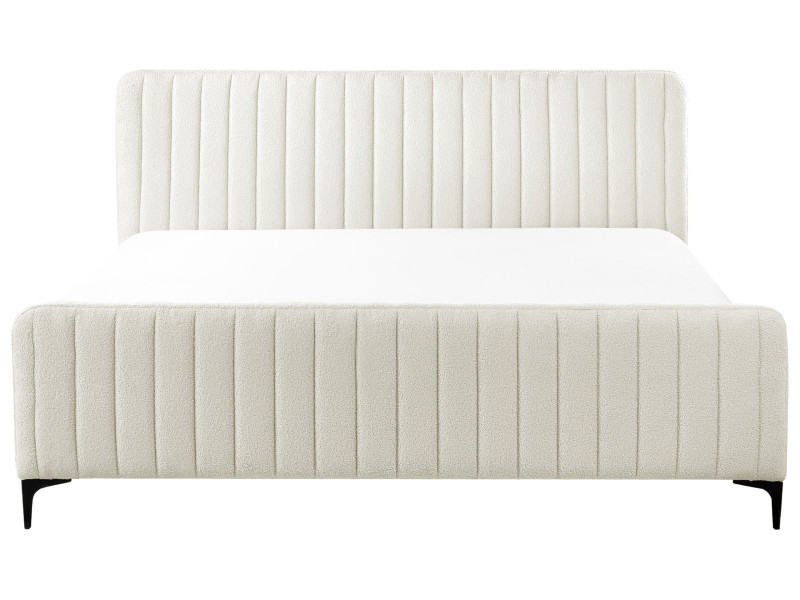Łóżko boucle 180 x 200 cm złamana biel 562524