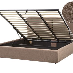 Łóżko boucle 180×200 beżowoszare ze skrzynią 598742 Łóżko boucle 180×200 beżowoszare ze skrzynią 598742