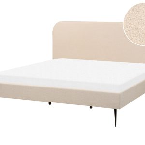 Łóżko boucle 180×200 rama ze stelażem beżowe 171743 Łóżko boucle 180×200 rama ze stelażem beżowe 171743
