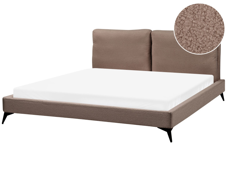 Łóżko boucle 180x200 rama ze stelażem brązowe 598732