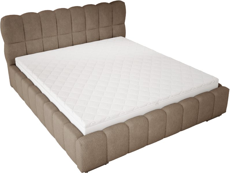 Łóżko boucle 200x200 Avilla do sypialni, stelaż metalowy - Brązowy 1053259