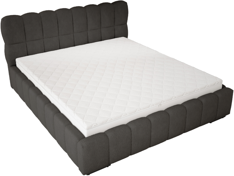 Łóżko boucle 200x200 Avilla do sypialni, stelaż metalowy - Czarny 1053352