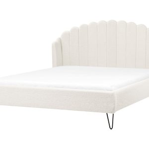 Łóżko boucle wezgłowie muszelka 180×200 złamana biel 597755 Łóżko boucle wezgłowie muszelka 180×200 złamana biel 597755