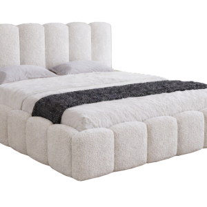 Łóżko boucle ze stelażem metalowym 200×200 Florent – Kremowy 1052105 Łóżko boucle ze stelażem metalowym 200×200 Florent – Kremowy 1052105