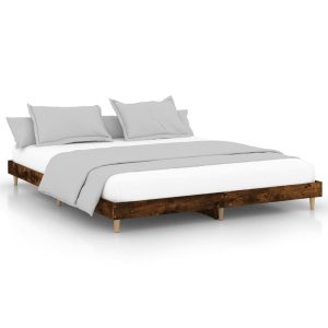 Łóżko Brązowe Rama Łóżka Ze Stelażem Do Sypialni Pokoju 150×200 cm 830475