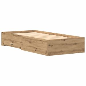 Łóżko Brązowe z Szufladami Rama Łóżka Ze Stelażem 100 x 200 cm 828254