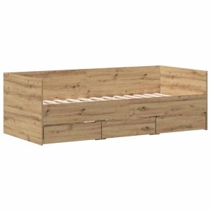 Łóżko Brązowe z Szufladami Rama Łóżka Ze Stelażem 90 x 200 cm 829429 Łóżko Brązowe z Szufladami Rama Łóżka Ze Stelażem 90 x 200 cm 829429