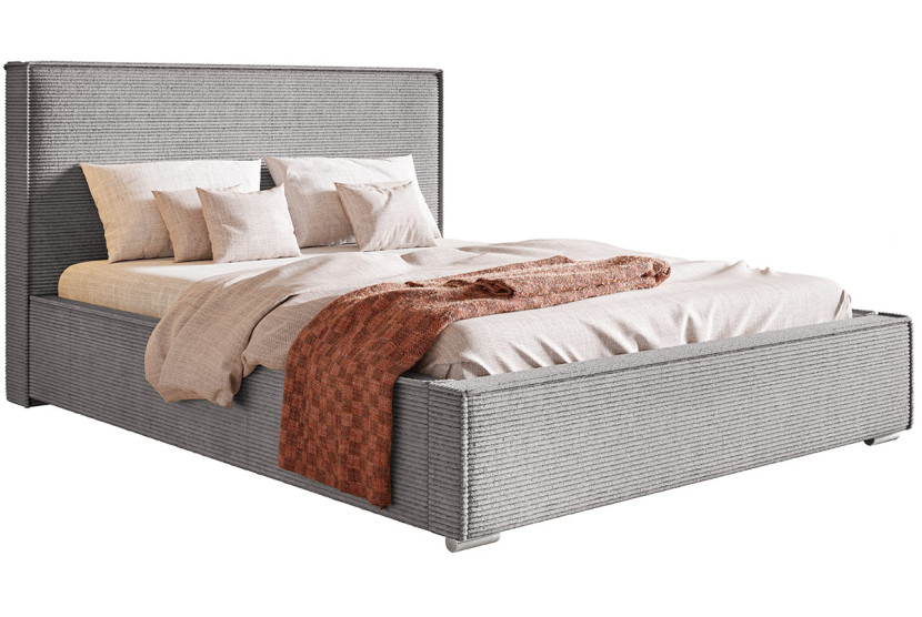 Łóżko sypialniane z pojemnikiem 200x200 BEN 8 - szare 684842