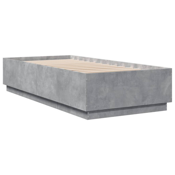 Łóżko Szare Rama Łóżka Ze Stelażem Do Pokoju Sypialni LED 100x200 cm 830404