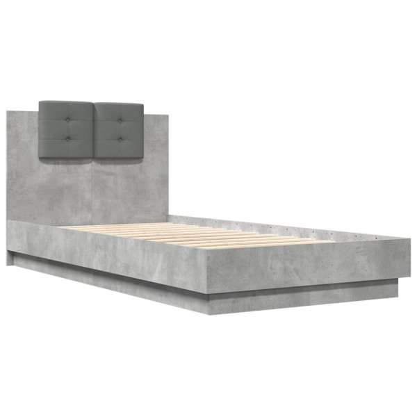 Łóżko Szare Rama Łóżka Ze Stelażem Do Pokoju Sypialni LED 75x190 cm 828601