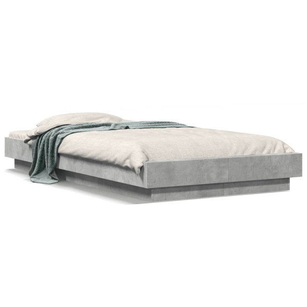 Łóżko Szare Rama Łóżka Ze Stelażem Do Pokoju Sypialni LED 75x190 cm 830766