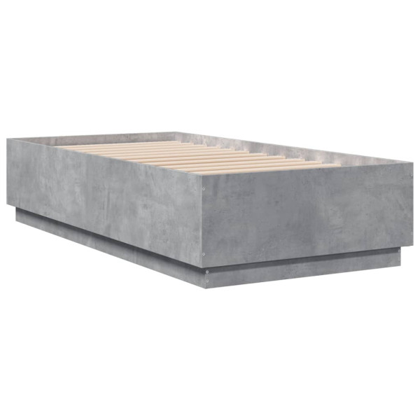 Łóżko Szare Rama Łóżka Ze Stelażem Do Pokoju Sypialni LED 90x190 cm 830396