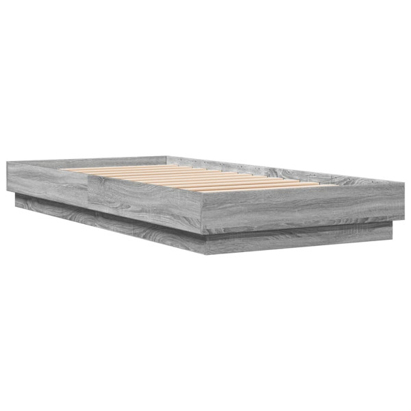Łóżko Szare Rama Łóżka Ze Stelażem Do Sypialni Pokoju LED 100x200 cm 828158