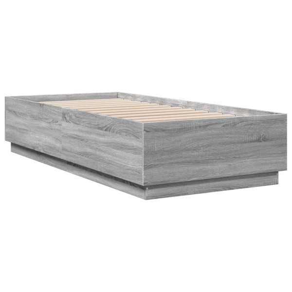 Łóżko Szare Rama Łóżka Ze Stelażem Do Sypialni Pokoju LED 100x200 cm 830406