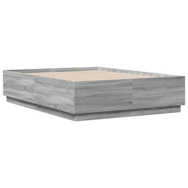 Łóżko Szare Rama Łóżka Ze Stelażem Do Sypialni Pokoju LED 120x190 cm 830621